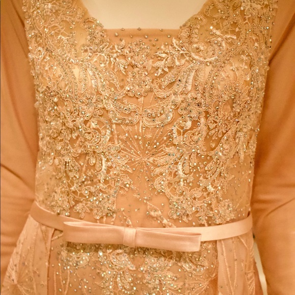 Engagement dress with rhinestones (overskirt, long sleeve) - Picture 3 of 7